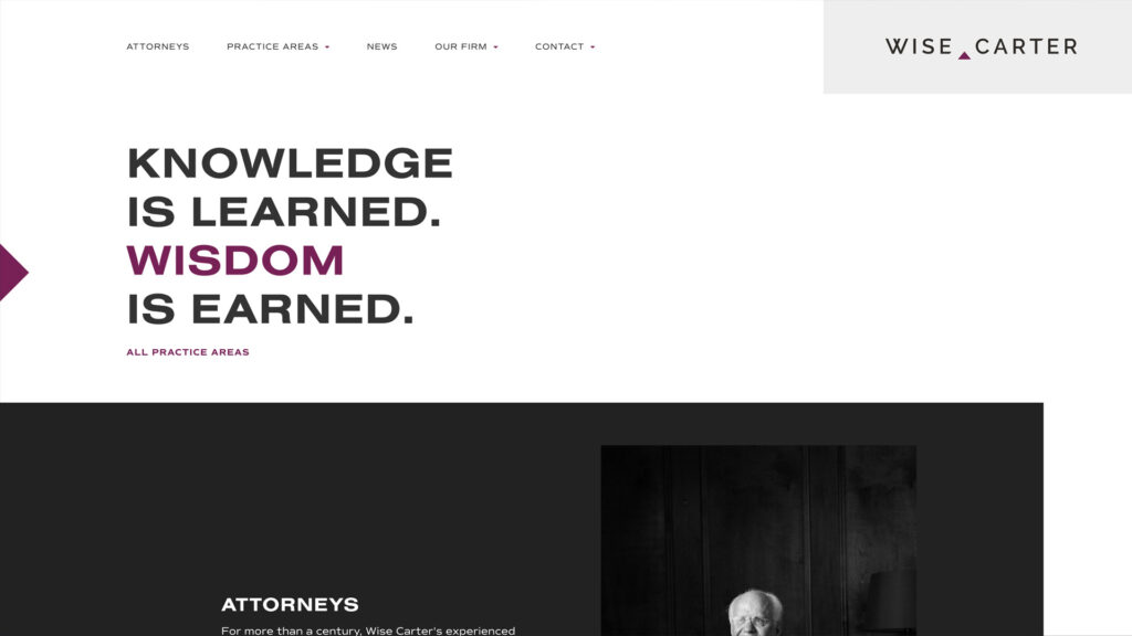 Wise Carter web design by Mad Genius.