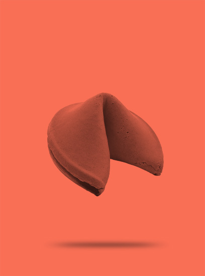 A red-tinted fortune cookie.